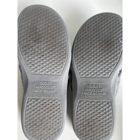Aerosoles Gray Quilted Slip-On Slippers S 5-6 Comfy Indoor/Outdoor Sole - Picture 3 of 4